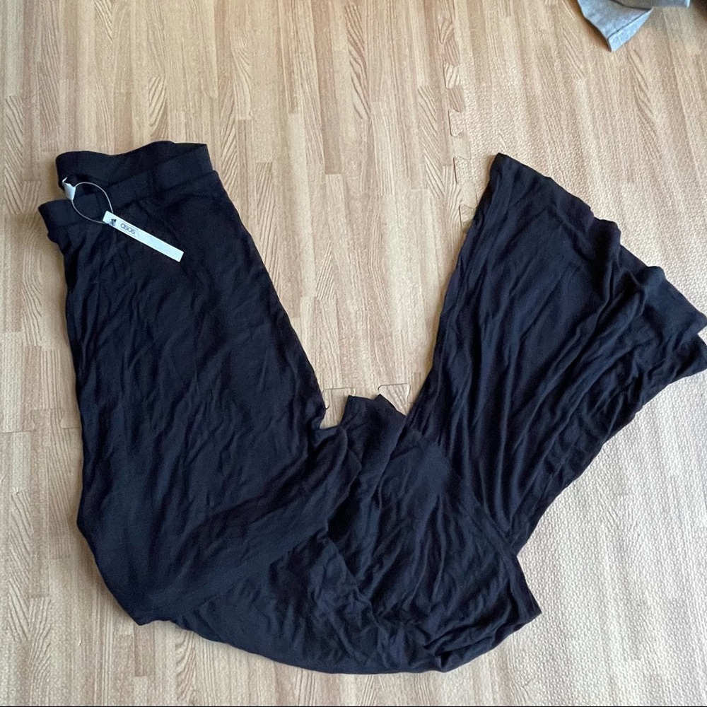 ASOS Design Tiered Ruffle Pants Black 4 Layered Wide Leg High Rise Street Fasion - Picture 10 of 11